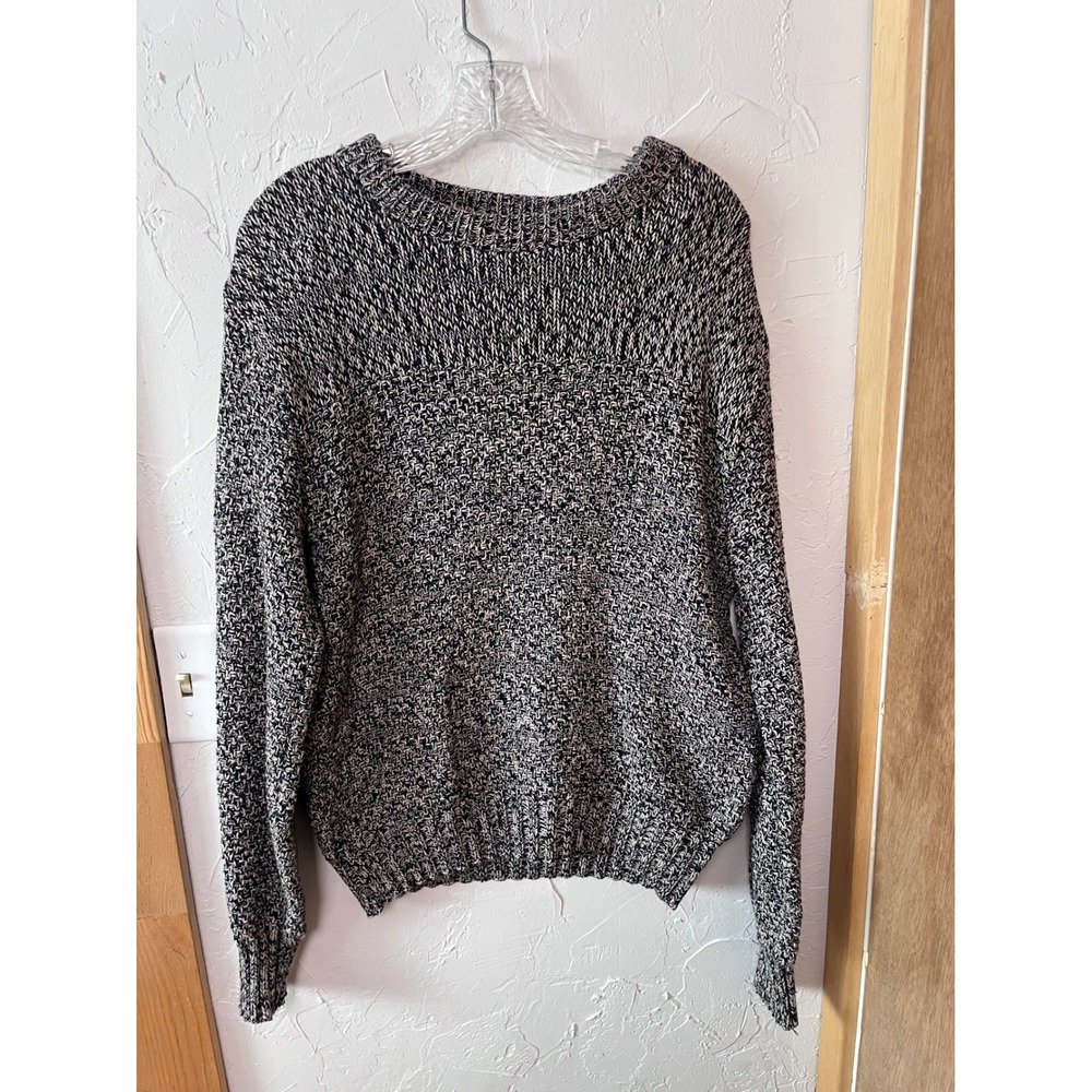 Winona Knits Vintage Salt and Pepper Marled Crewneck Sweater Made in USA M